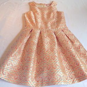 Girls Shiny orange and blue dress